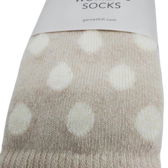 New Garnet Hill Dot Socks 9-11 Warm Cashmere Blend Crew Cream Ivory Holiday Gift - Picture 3 of 5